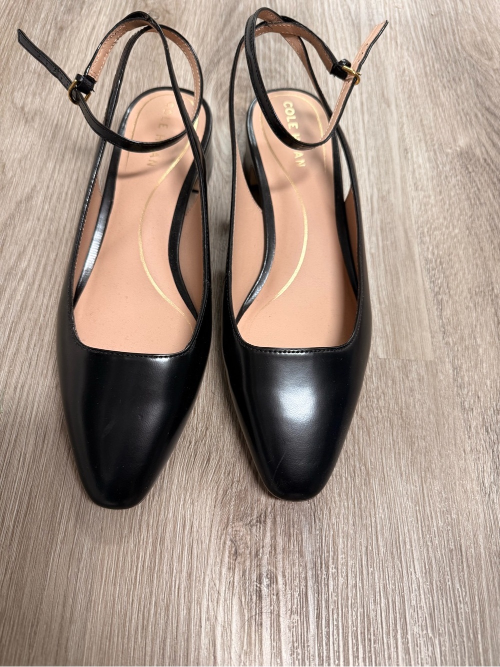Cole Haan Black Leather Ankle-Strap Mules